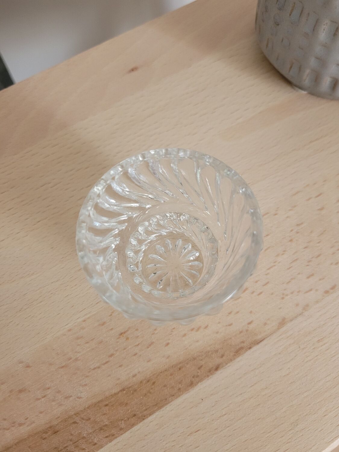 Small molded glass candle holder