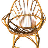 Set of 2 rattan armchairs from the 1960s, France.