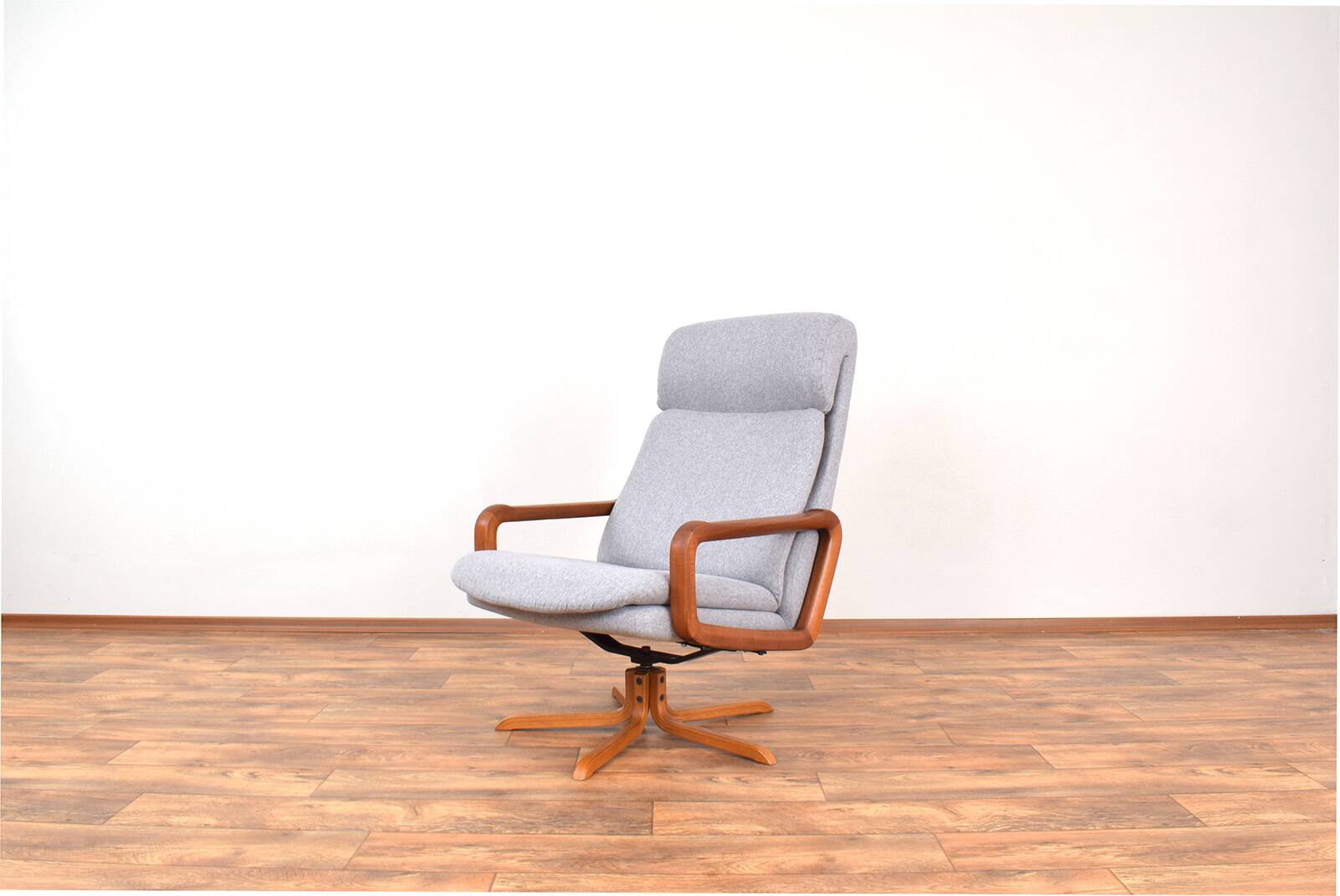 Mid-century Danish teak swivel office chair, 1960s.