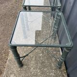 Pair of metal and glass side tables, coffee tables