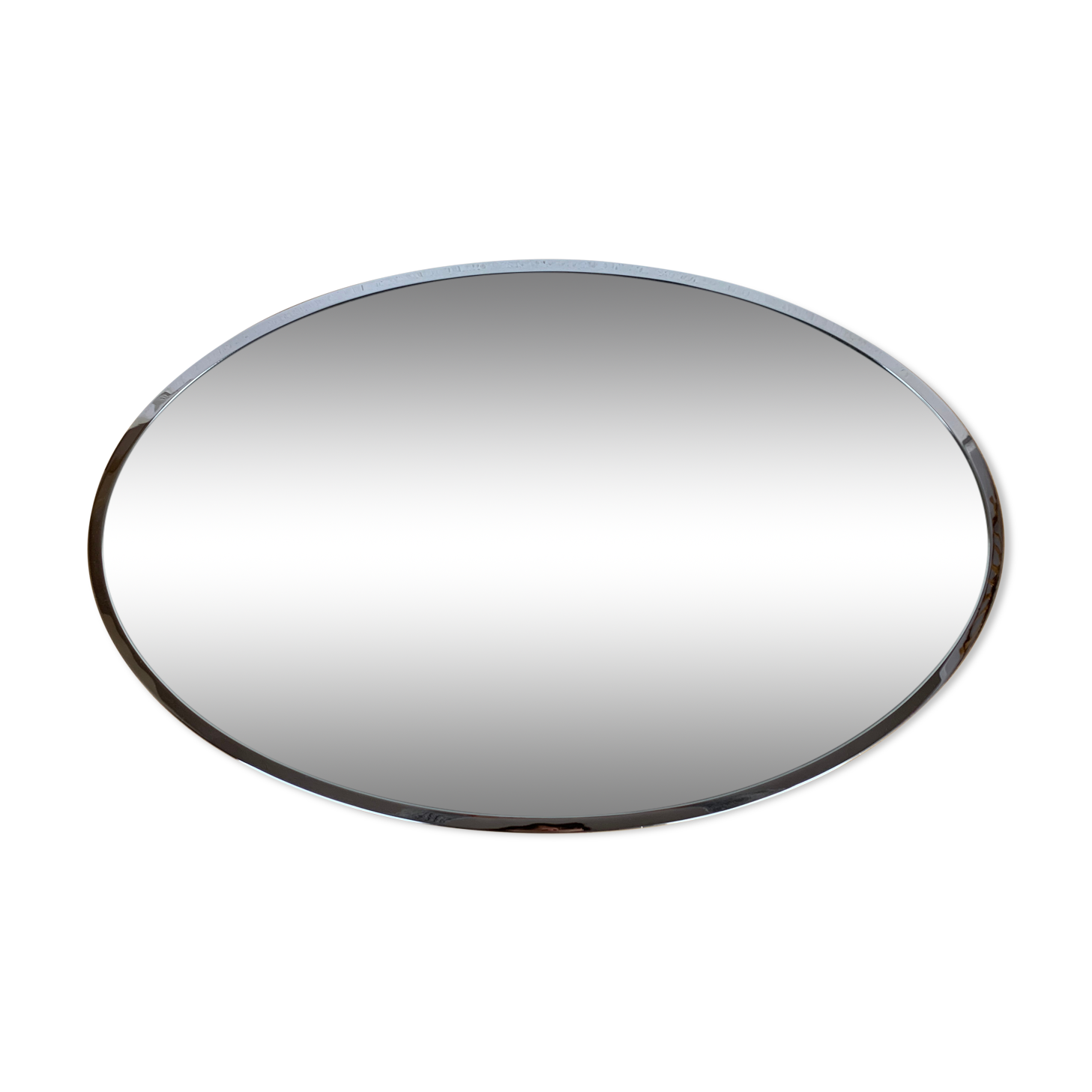 Oval mirror strapping chrome 70s - 59 x 38 cm