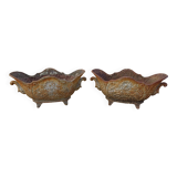Pair of enamelled cast iron planters from 1900 from Charleville-Mézières