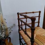 Wood and straw corner chair