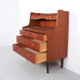 Secrétaire danois en teck avec miroir coulissant et bureau, années 1960