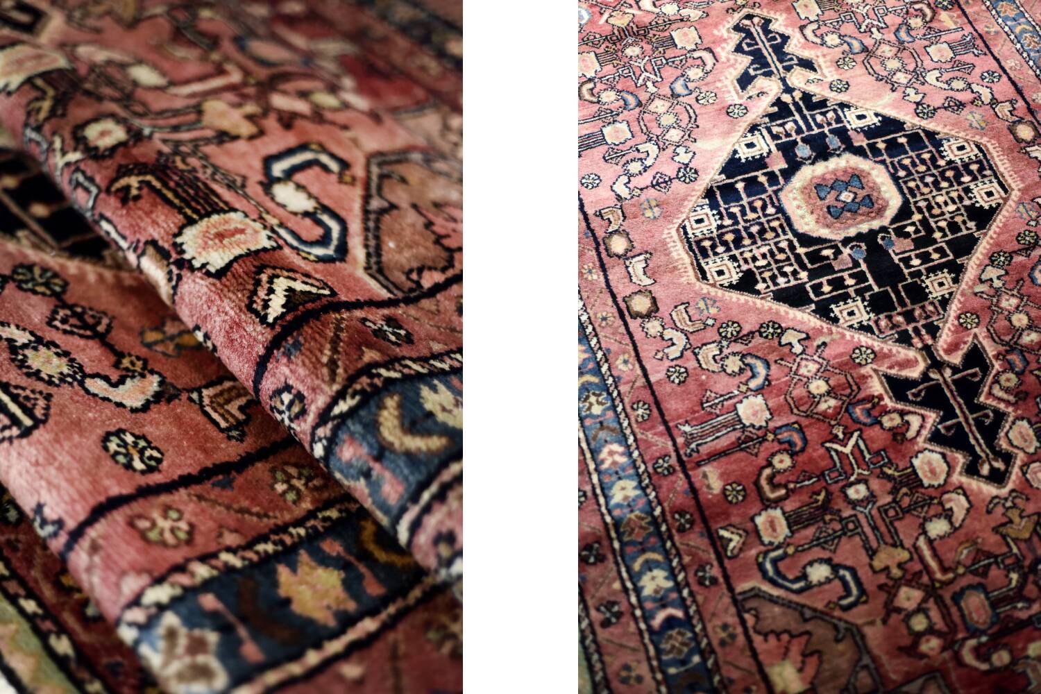 Vintage Hand-Woven Oriental Middle Eastern Zanjan Hamadan Rug, 1960s