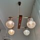 Vintage 60s rustic 4-light  wooden chandelier