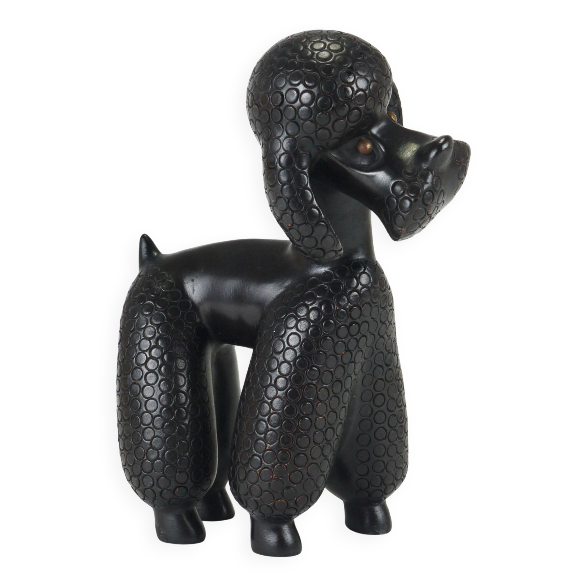 Charming Poodle Figurine Sculpture by Leopold Anzengruber, Austria, 1950s