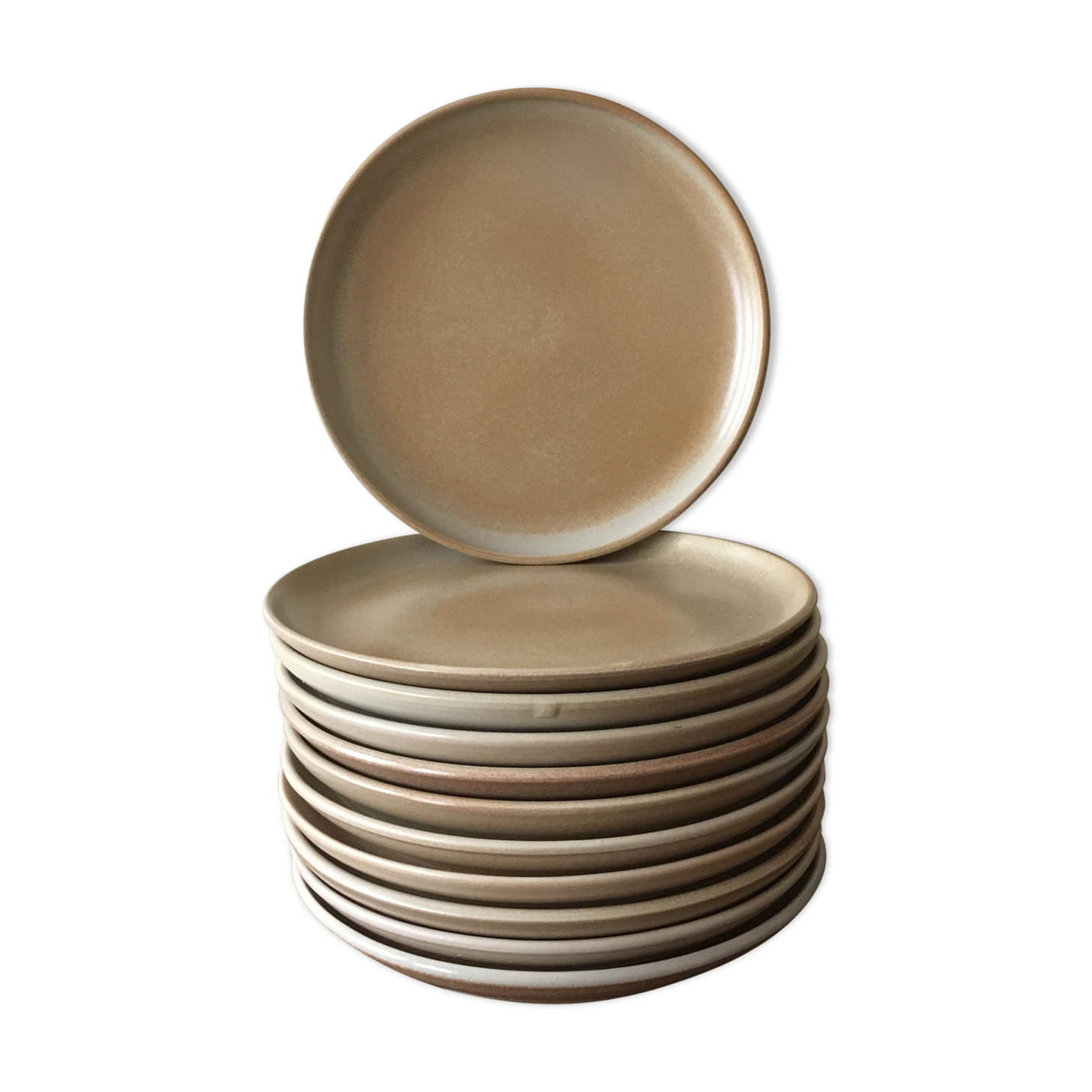 Lot of 11 dinner plates in beige sandstone Niderviller