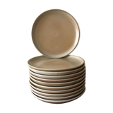 Lot of 11 dinner plates in beige sandstone Niderviller