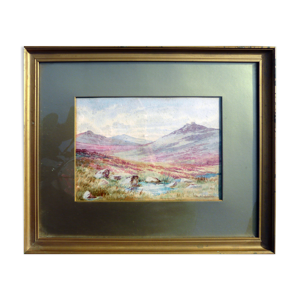 Tableau aquarelle les landes montagnes
