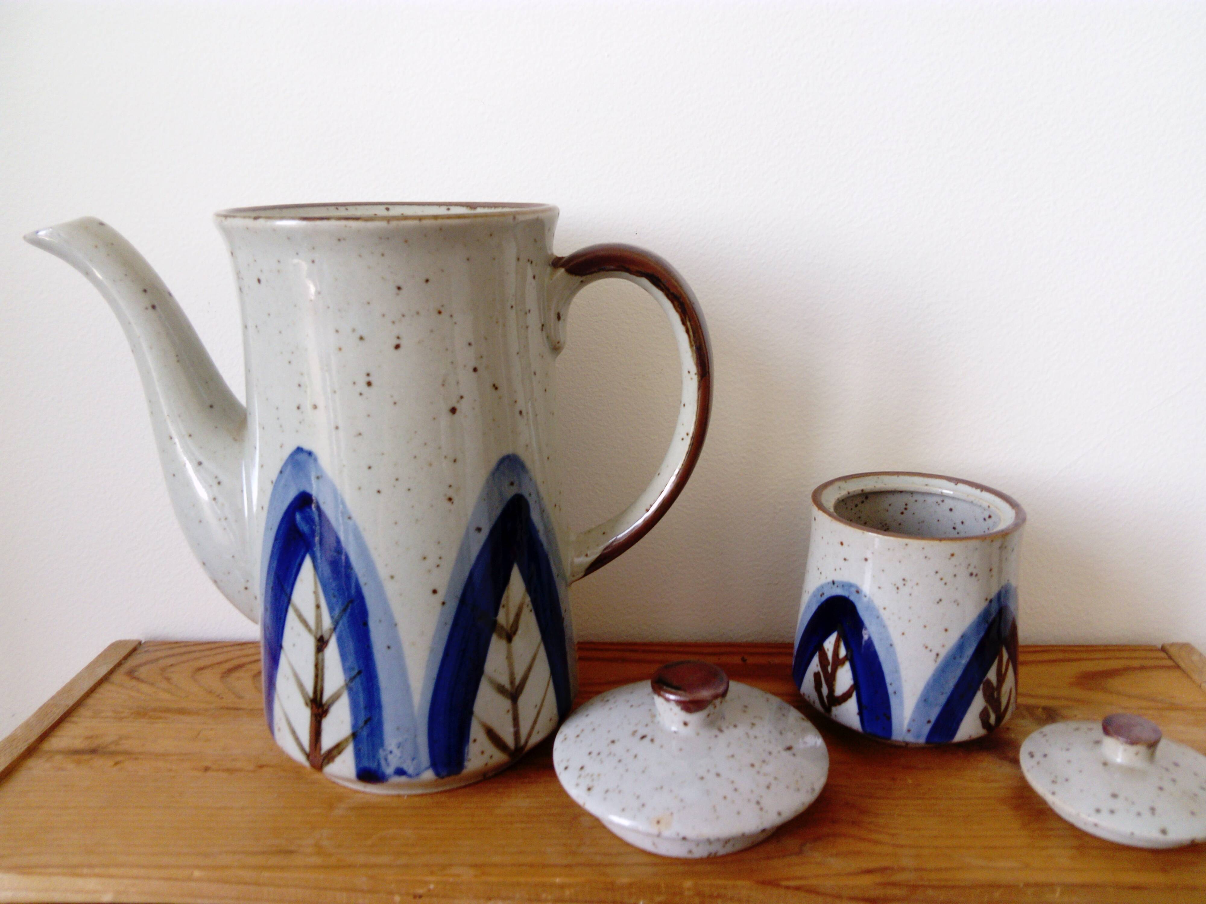 Vintage coffee pot and sugar bowl