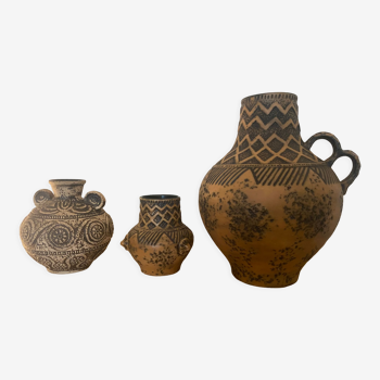 Set of 3 West Germany Manufacture Jasba vases