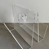 Vintage plexiglass magazine holder, 1970s
