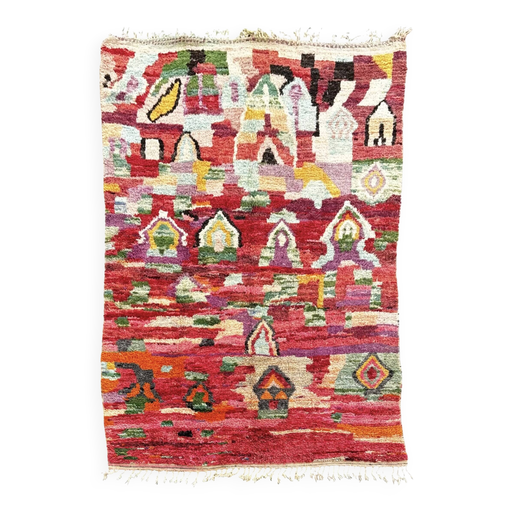 Vintage Moroccan Boujad rug in wool / handmade in Morocco
