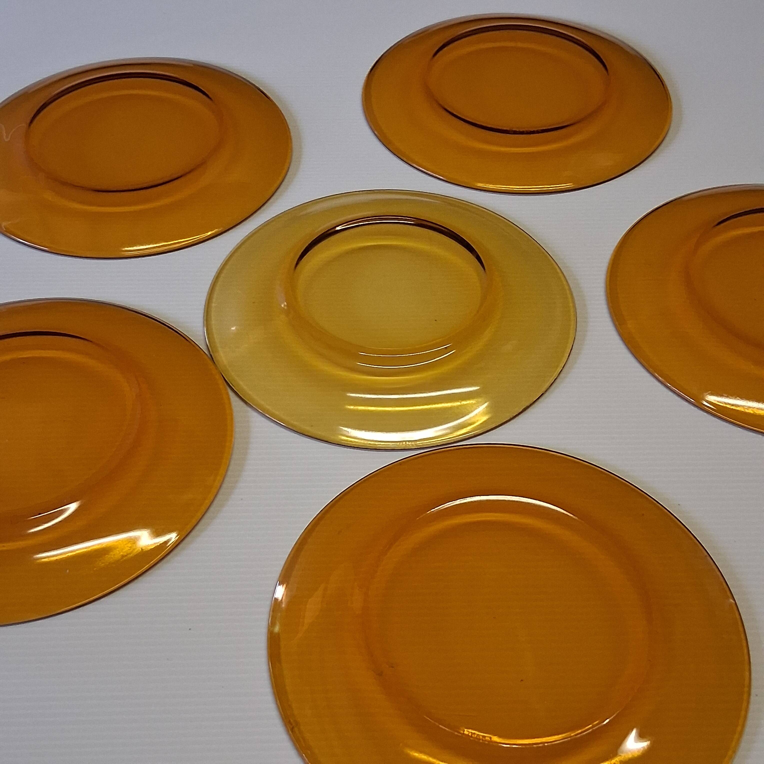 Lot de 6 assiettes à dessert en verre jaune de chez Duralex en bon état