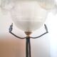 Vintage lamp frosted basin foot with floral decoration design 60s - 70s
