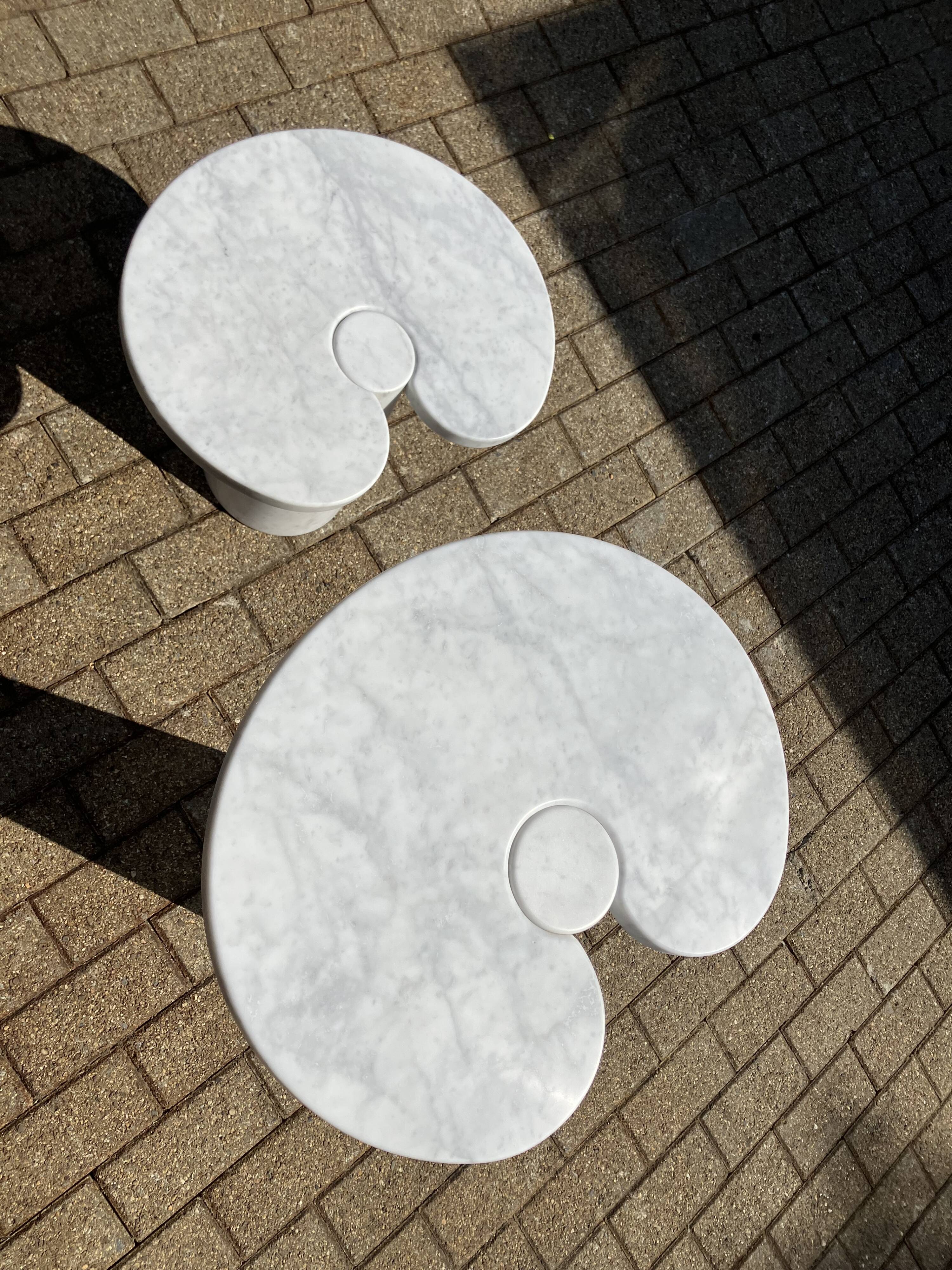 2x Eros Side table Angelo Mangiarotti Carrara marmer Nieuwstaat!