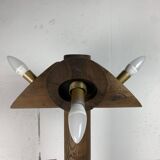 Midcentury brutalist oak floor lamp with 4 spheres, 1970s  by Temde Leuchten