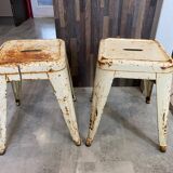 Authentic pair of Xavier Pauchard industrial Tolix metal stools 50