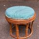 Vintage round woven bamboo pouf