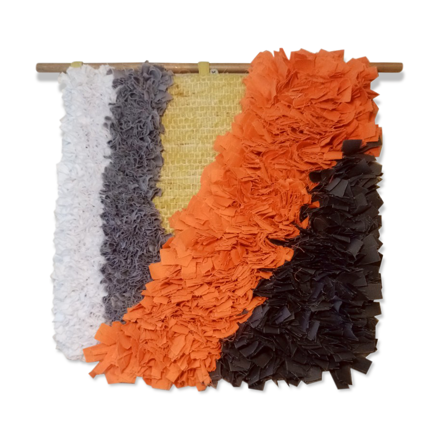 Contemporary handmade orange motive cotton wall decor