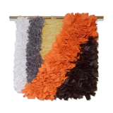 Contemporary handmade orange motive cotton wall decor