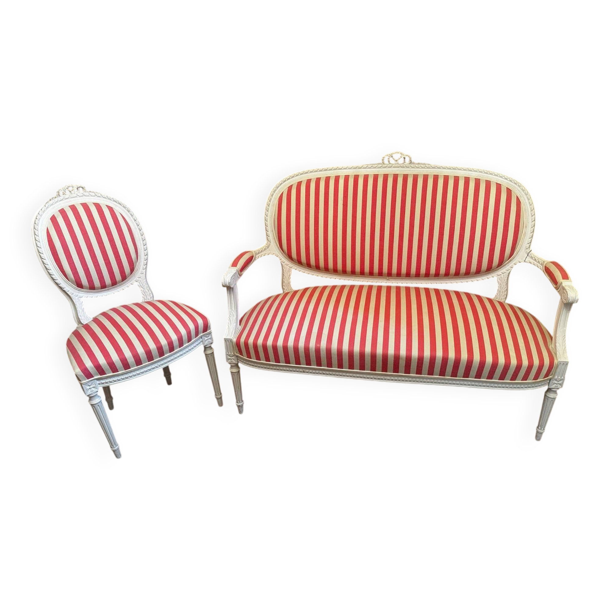 Ensemble canapé et chaise style Louis XVI