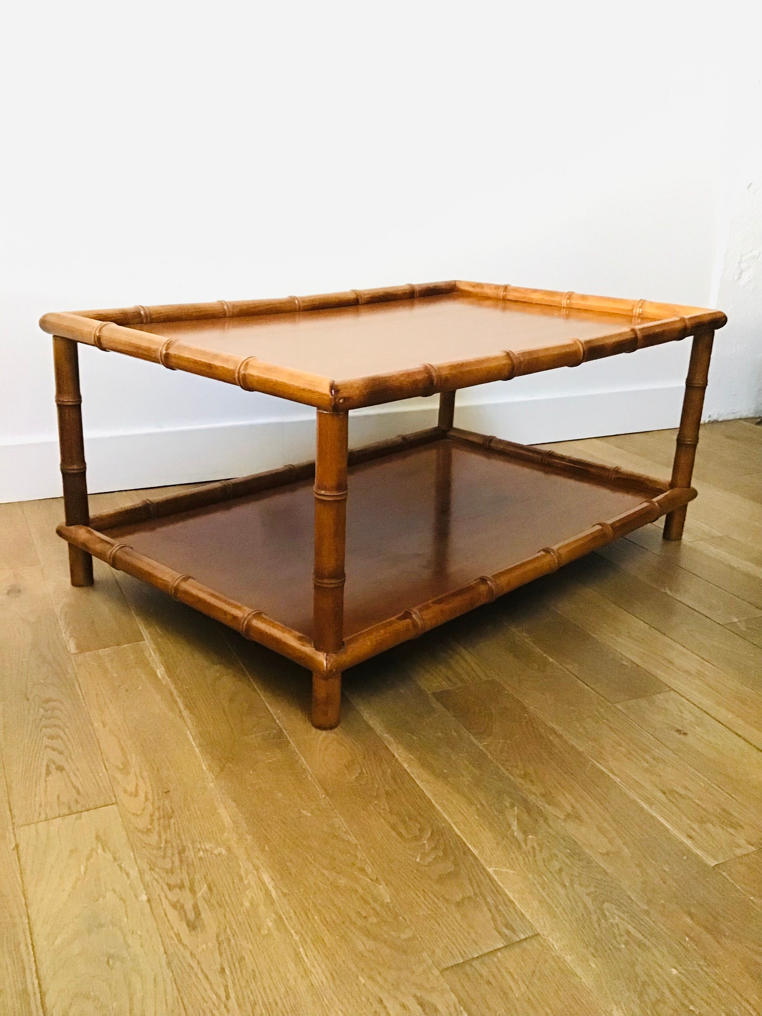 Bamboo-style turned wood coffee table