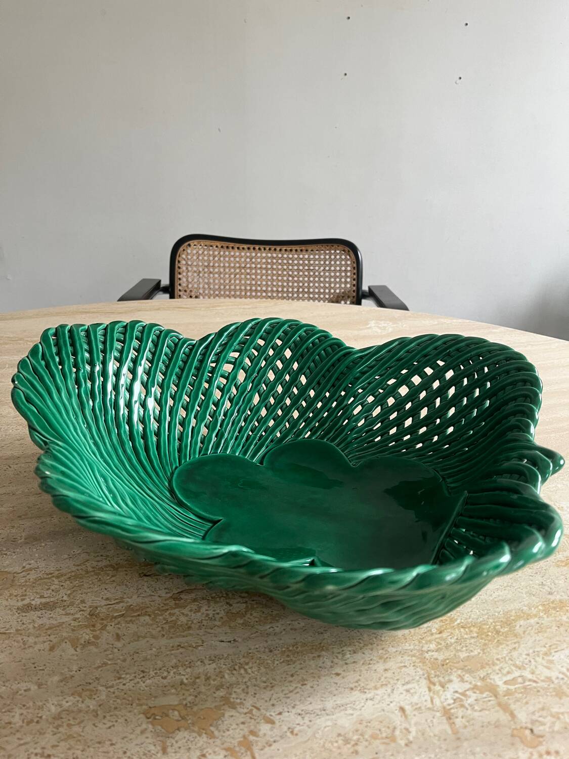 Corbeille à fruits céramique tressée verte