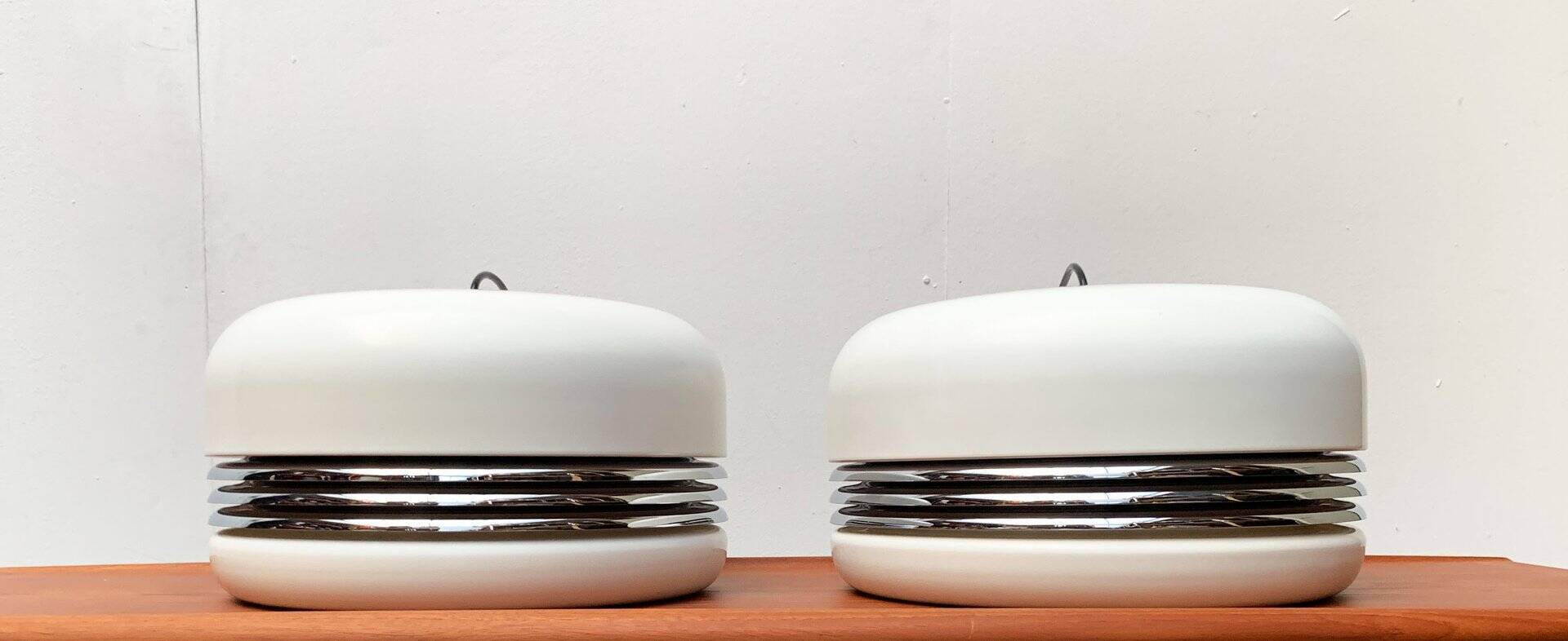 Vintage German pendant lamp model 5526 in Space Age style by Alfred Kalthoff for Staff Leuchten, 1970s, set of 2.