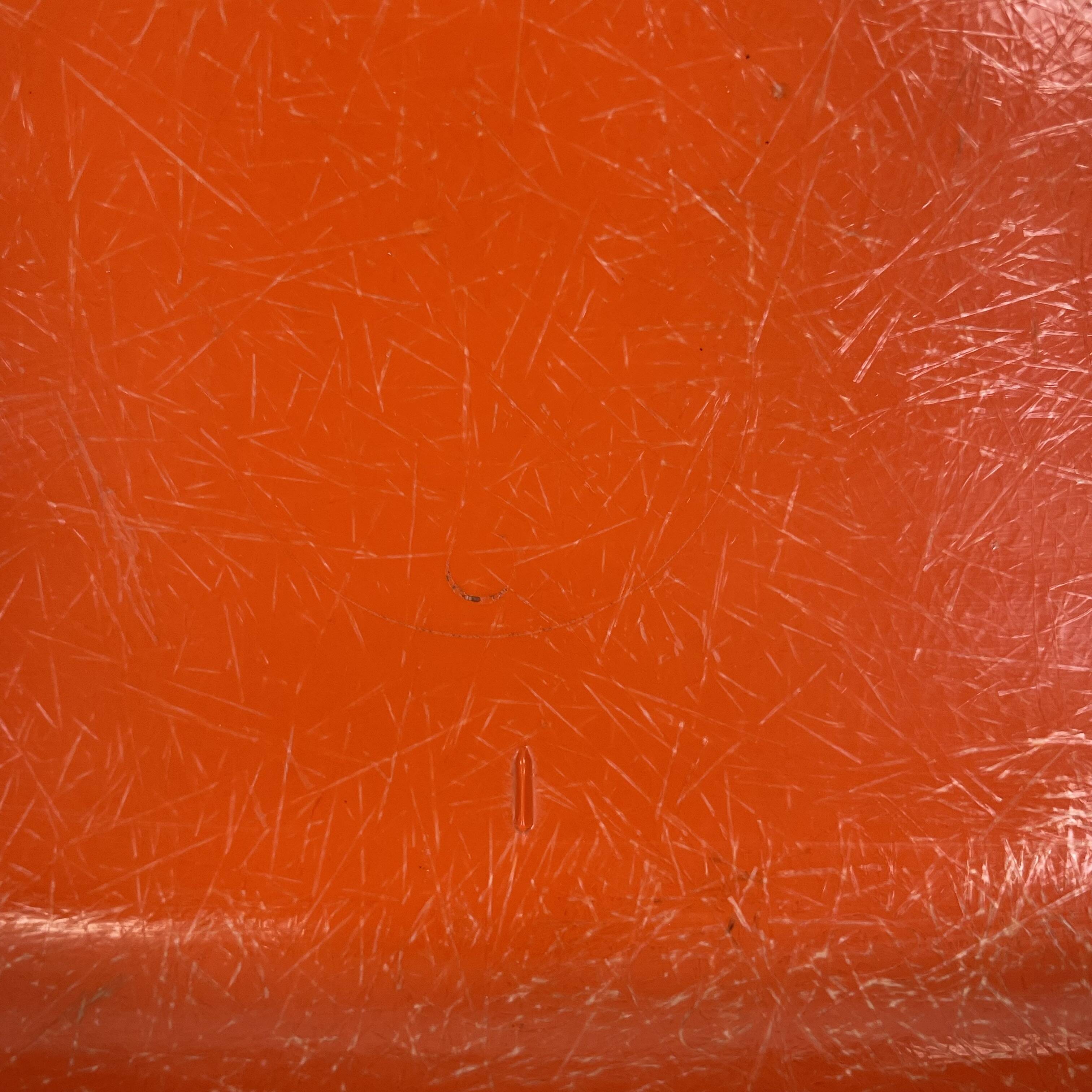 Set of 4 Eames for Herman Miller DSS side chairs in coral