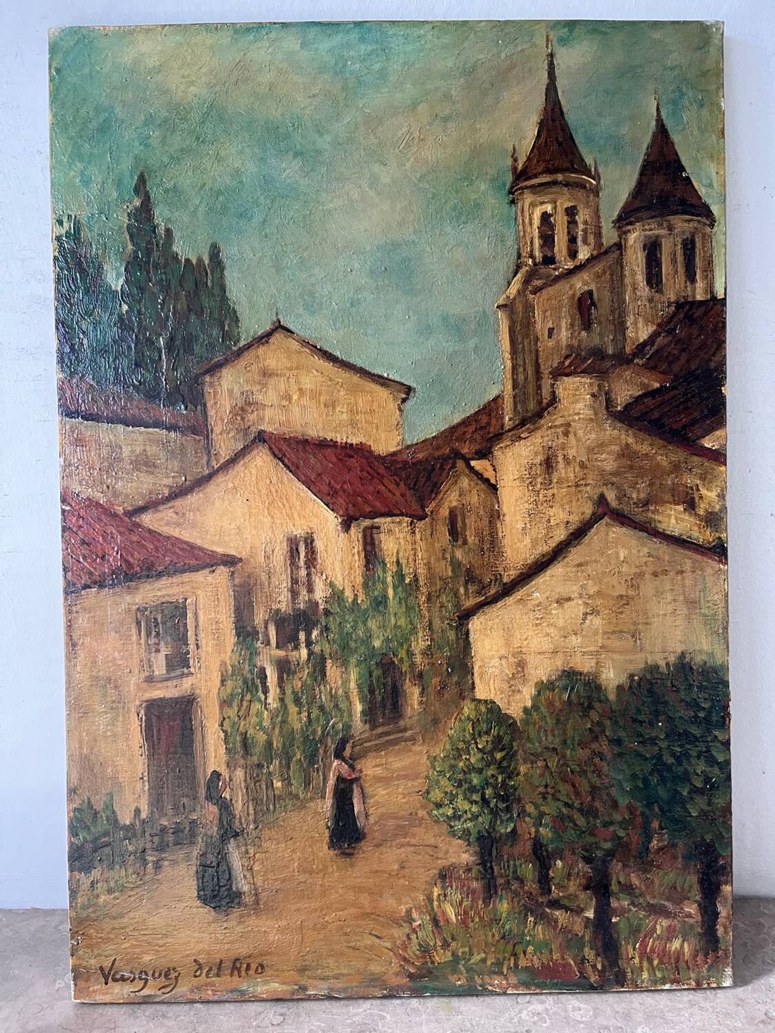 Village do Minho au Portugal, signé Vasquez del Rio