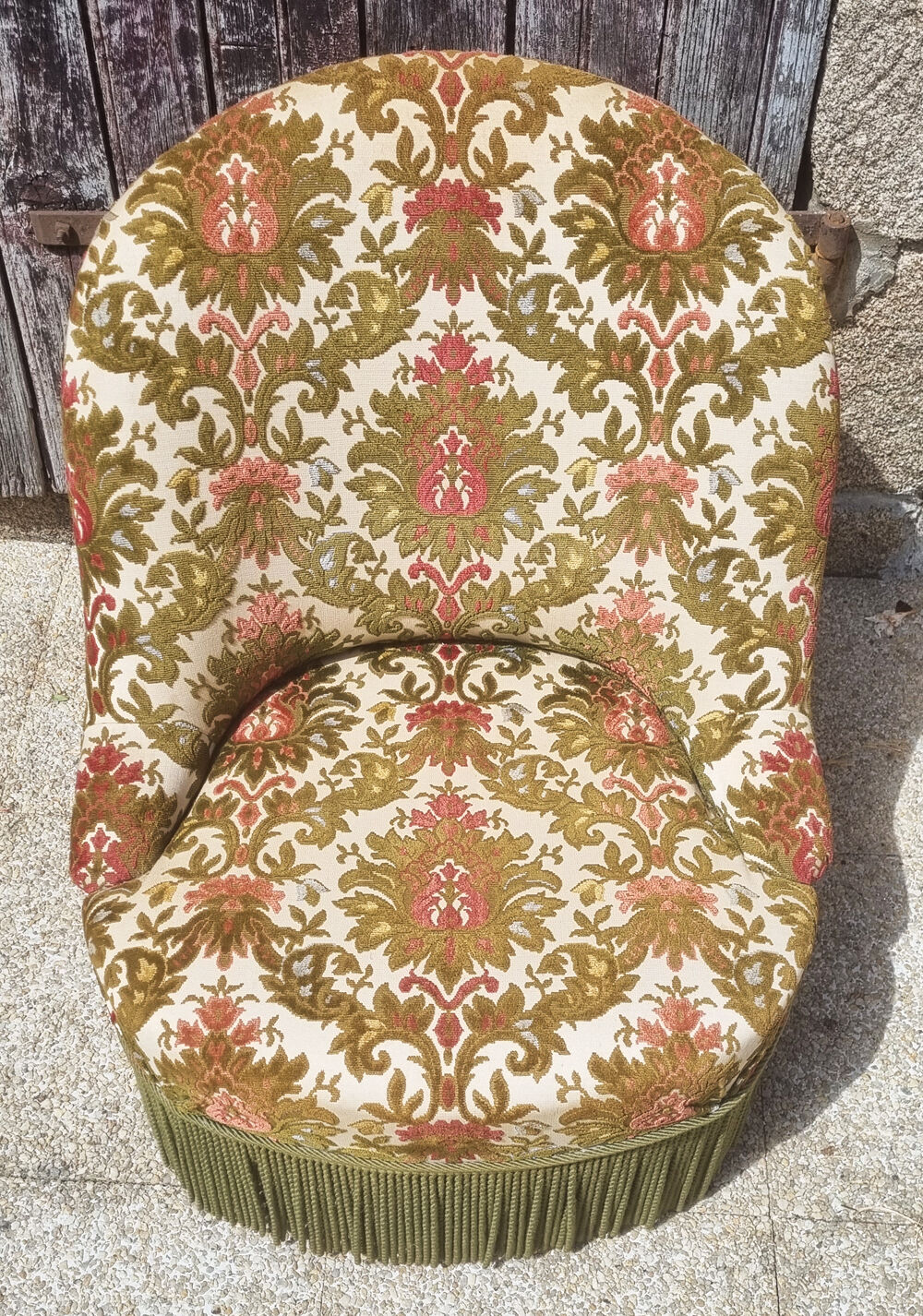 Toad armchair, velvet tapestry vintage patterns, 50s