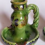 Duo of vintage potter's ceramic candle holders Regional Folk Art