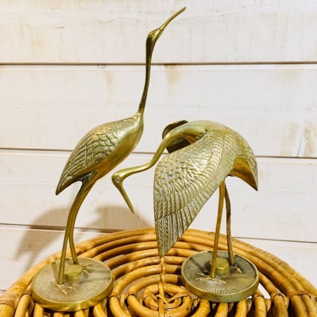 Pair of brass birds