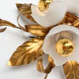 Gold plated XL ceiling lamp or wall lamp from Italy, 1970s
