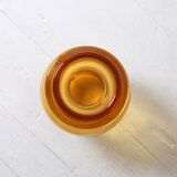 Mid-century Small Amber Honey Pressed Glass Vase / Italy / 1960s