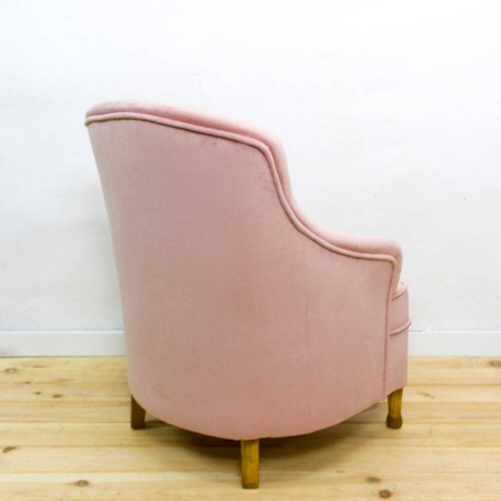 Mid-Century Fabric and Wood Armchair, 1950s