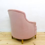 Fauteuil en tissu et bois de style mid-century, années 1950