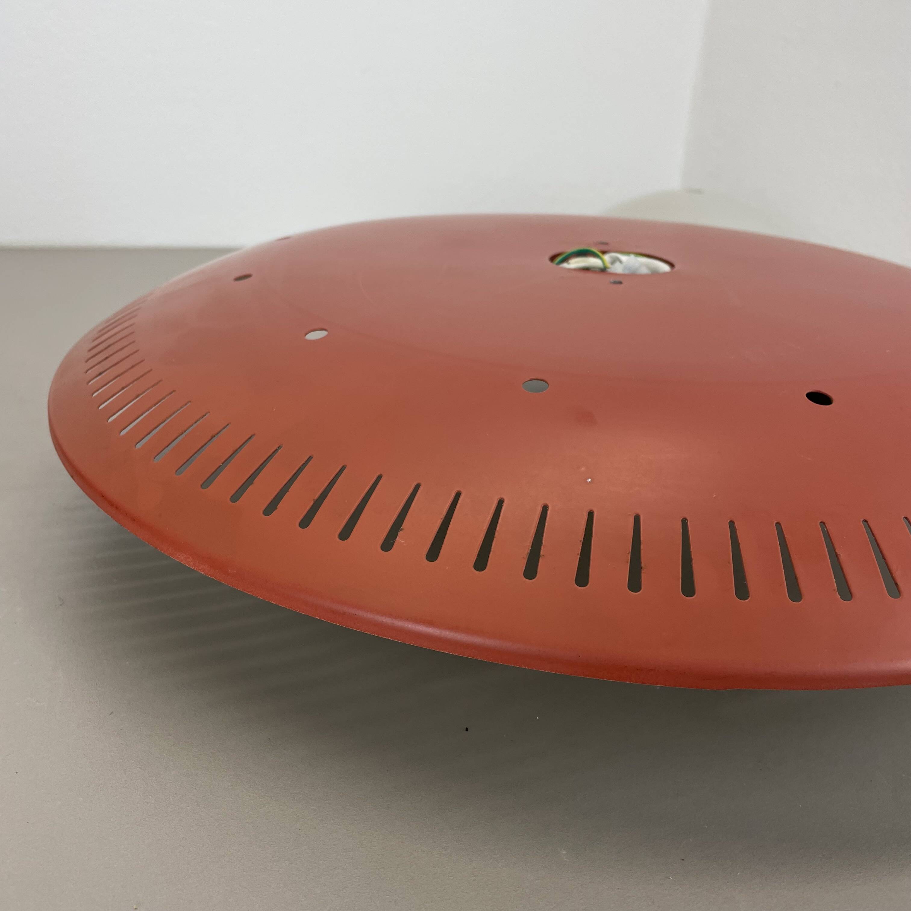 Modernist Stilnovo Style Metal glass Ceiling Flushmount Light, Italy 1950s