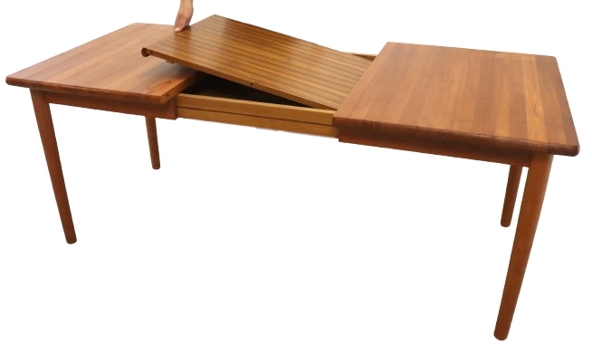 Vintage mid century modern KS Denmark rectangular teak extendable dining table 'Marbjerg'