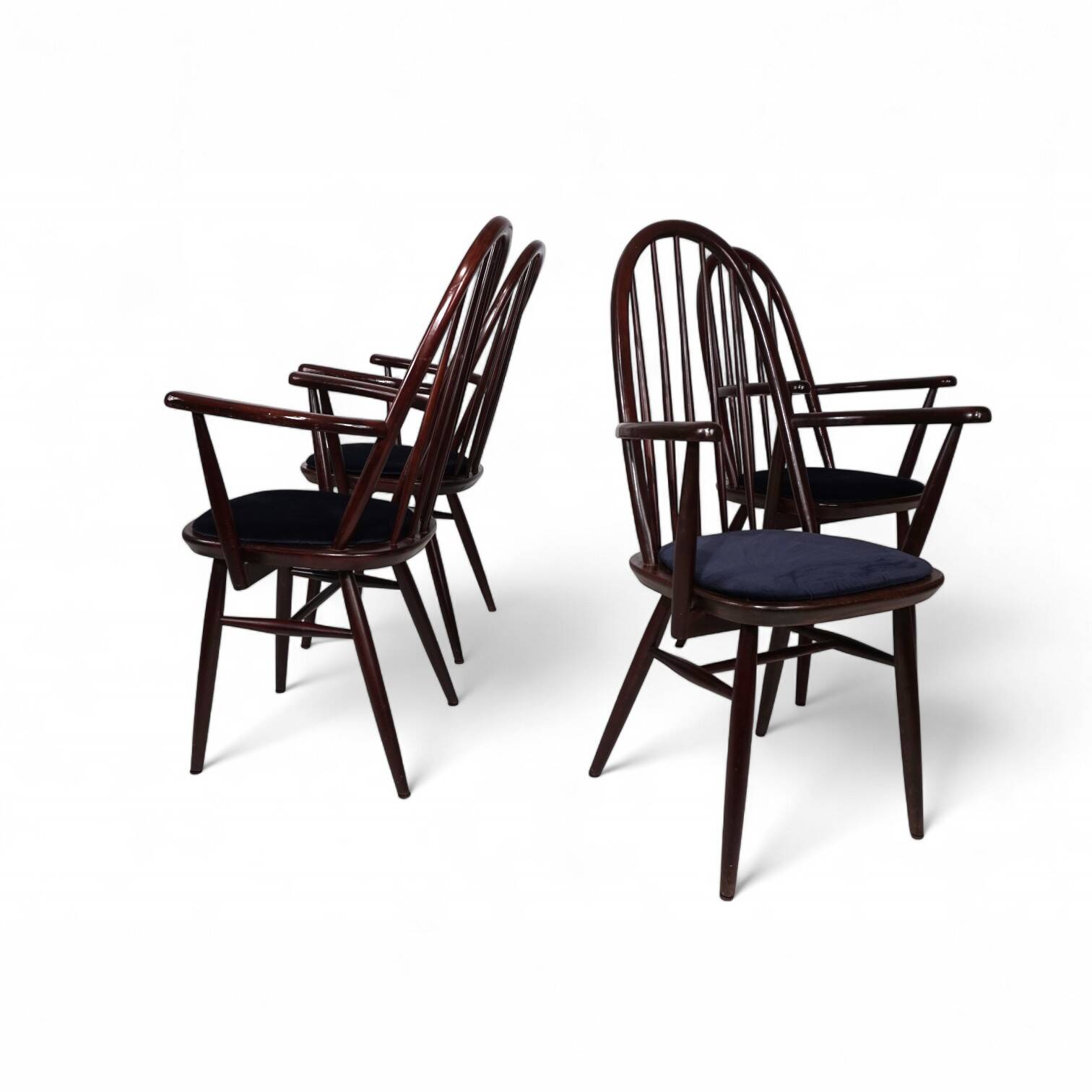 Set of 4 Windsor chairs, mahogany, 1960
