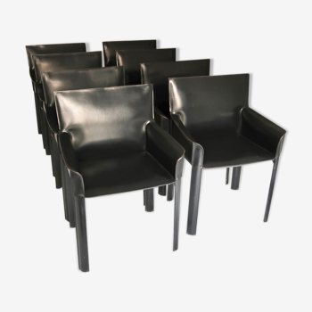 Set of 8 leather chairs from Couro of Brazil 1970-80