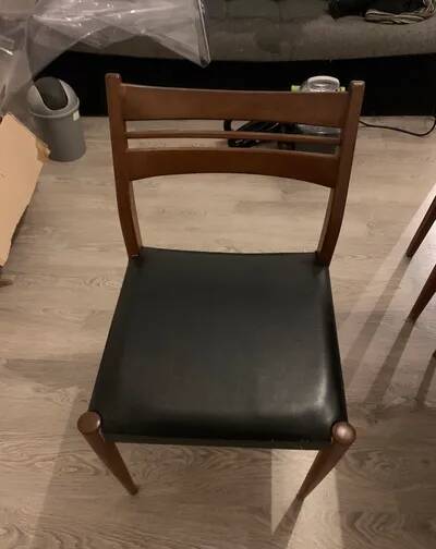 Set of 6 chairs plus table Scandinavian vintage teak 60s