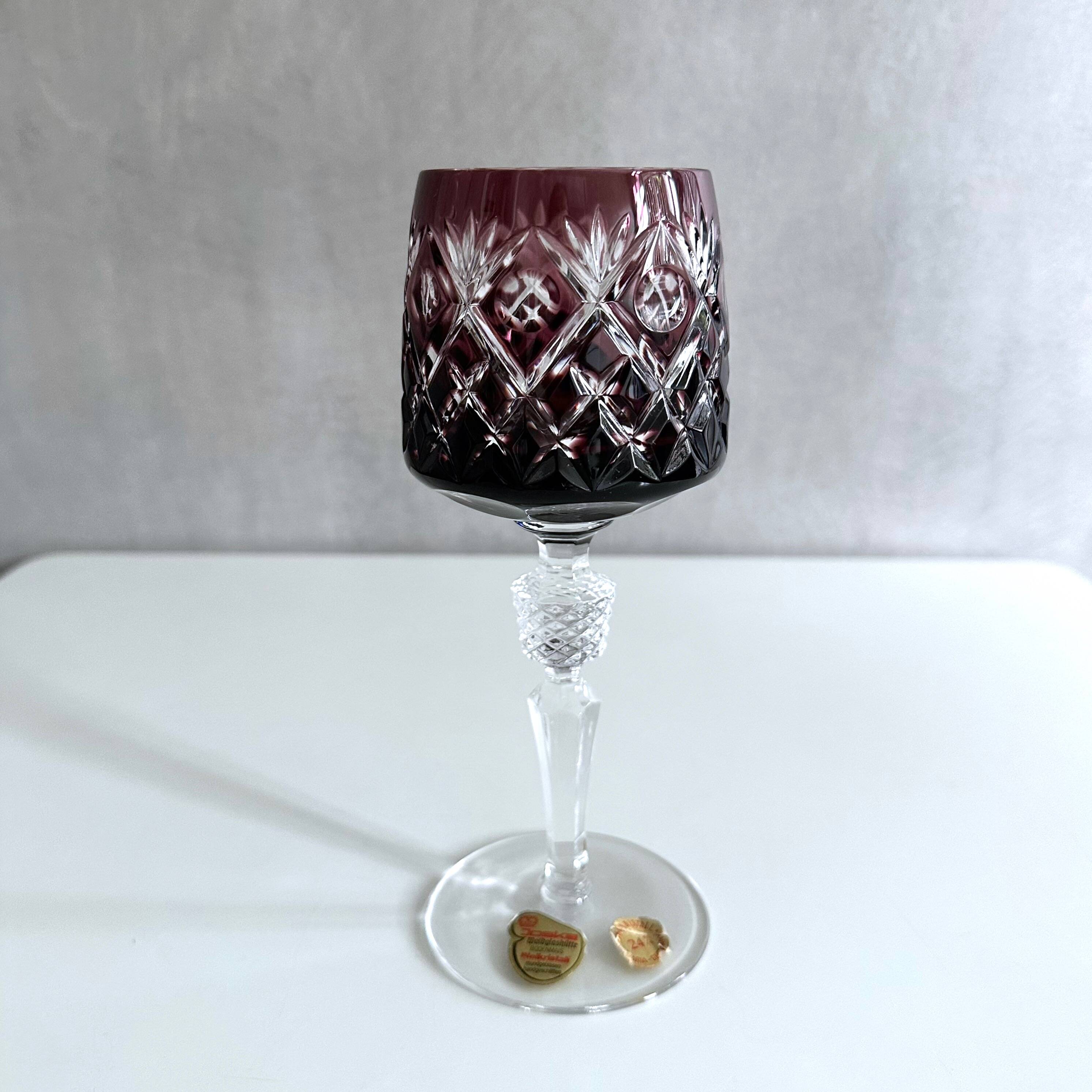 Set of 3 JOSKA lead crystal glasses, coloured wine glasses