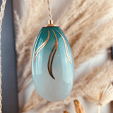 Lampe baladeuse ou suspension abat-jour vintage opaque vert et flammes or