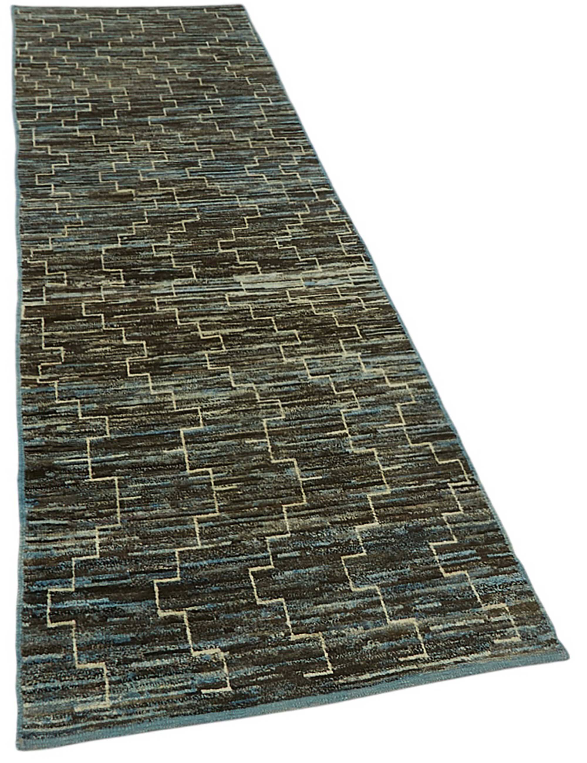 Handmade Tribal Decorative 84 cm x 340 cm Blue Wool Runner Carpet