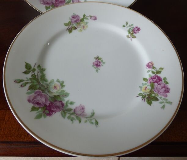 12 Plates pattern flowers in Limoges porcelain