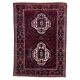 Tapis persan Afshar vintage des années 1950, médaillon tribal double, champ rouge, 148 cm x 211 cm