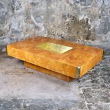 Table basse en loupe d'orme Alveo par Willy Rizzo pour Mario Sabot, 1972